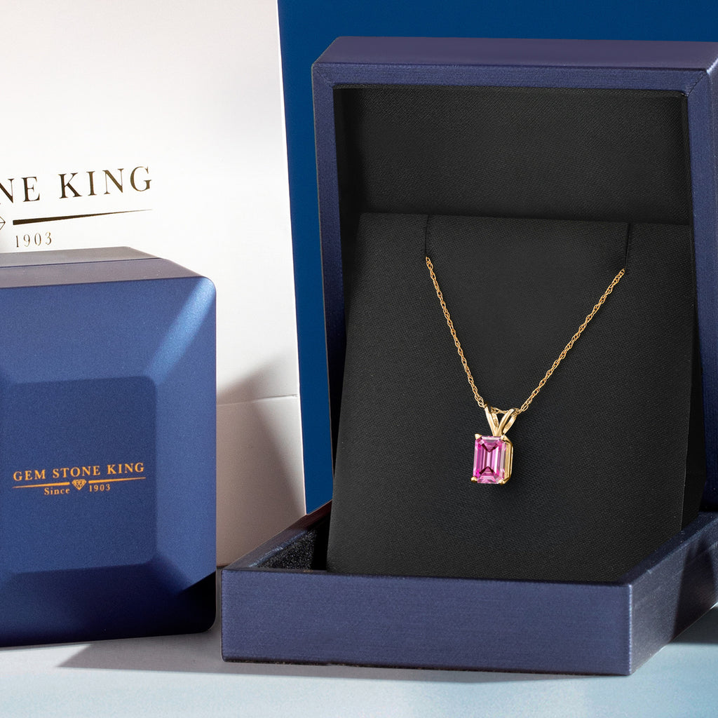 Pink Moissanite - April_Pendant in 10K Yellow Gold