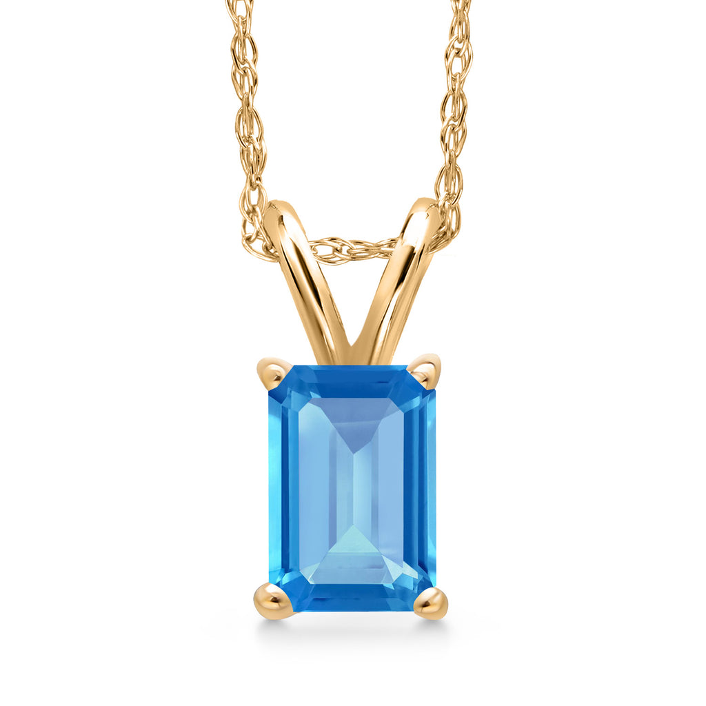 Swiss Blue Topaz - November_Pendant in 10K Yellow Gold