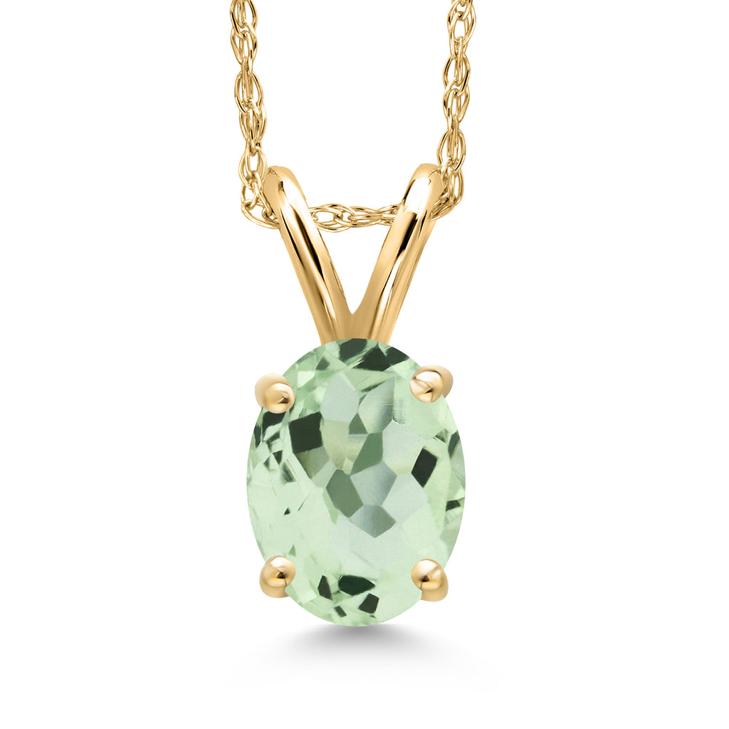Prasiolite_Pendant in 10K Yellow Gold