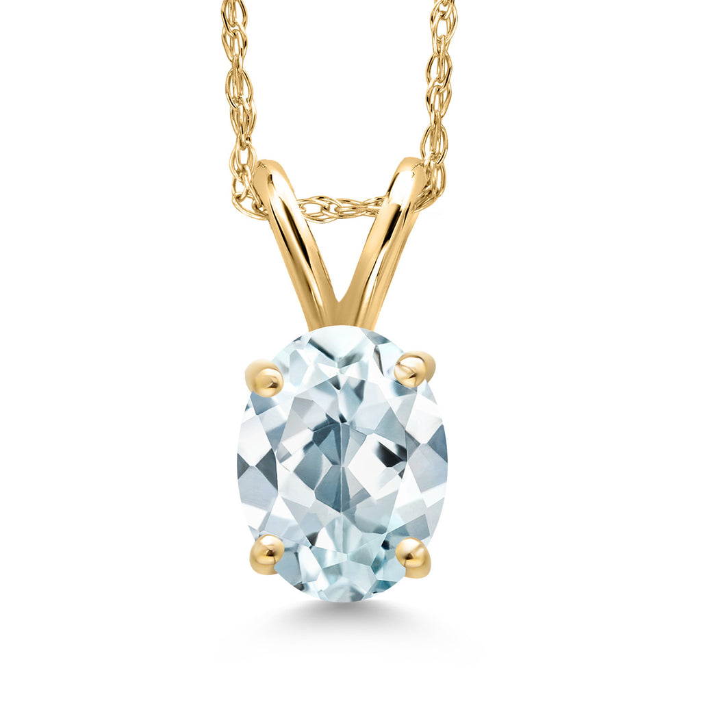 Aquamarine - March_Pendant in 10K Yellow Gold