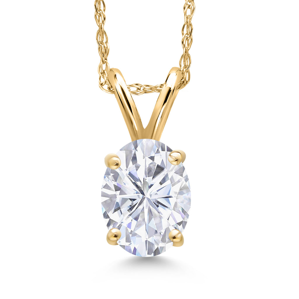 White Moissanite - April_Pendant in 10K Yellow Gold