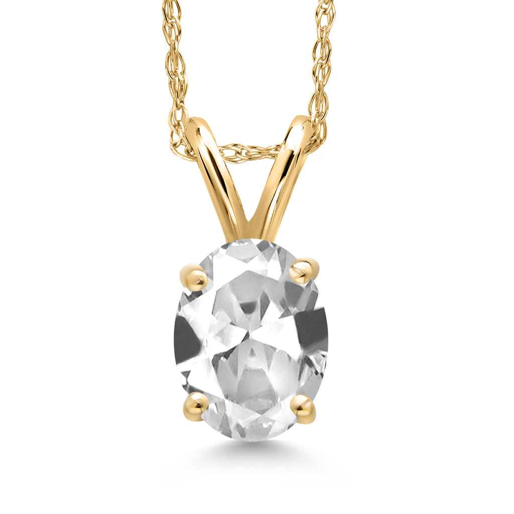 White Created Sapphire - September_Pendant in 10K Yellow Gold