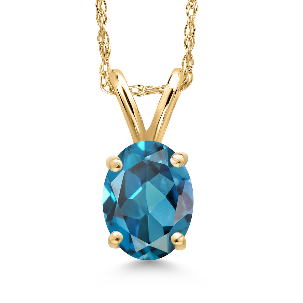London Blue Topaz - November_Pendant in 10K Yellow Gold