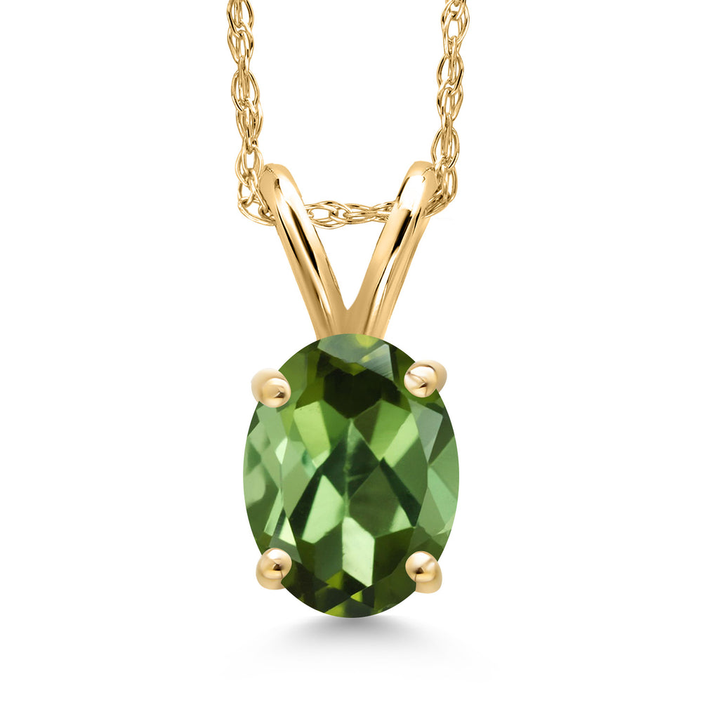 Green Tourmaline - October_Pendant in 10K Yellow Gold