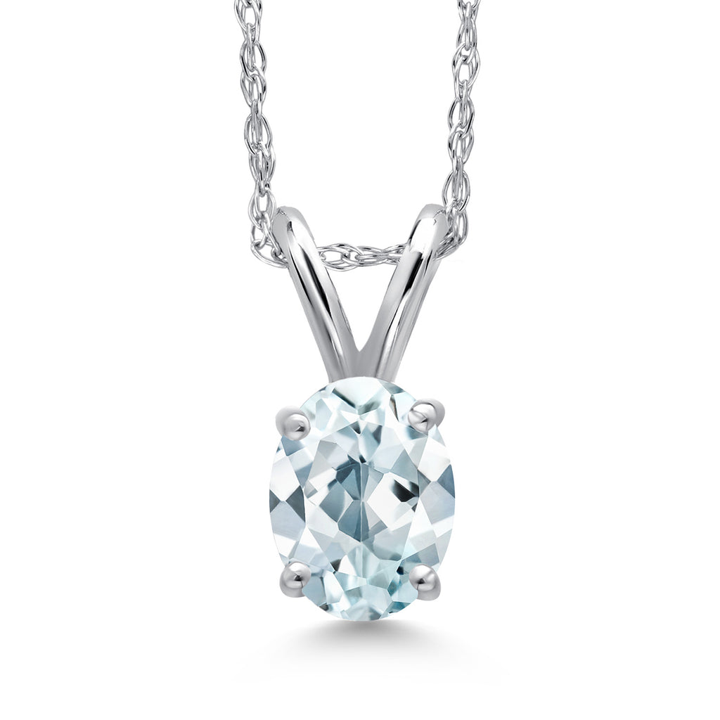 Aquamarine - March_Pendant in 10K White Gold