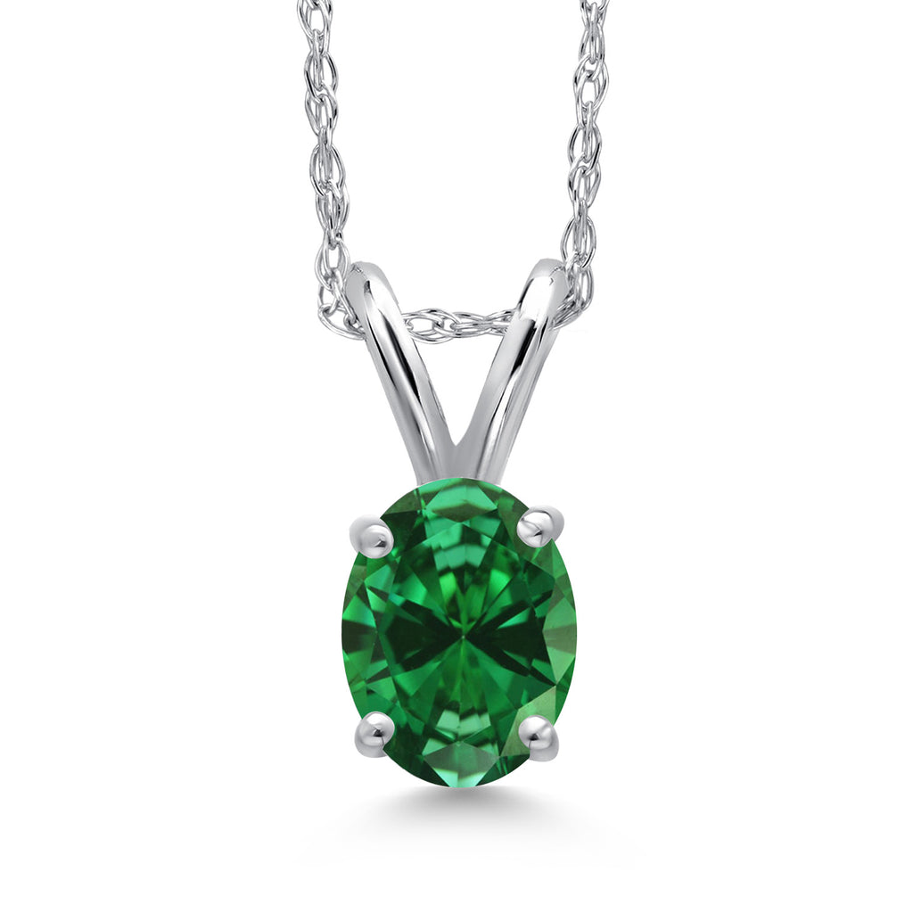 Created Emerald - May_Pendant in 10K White Gold