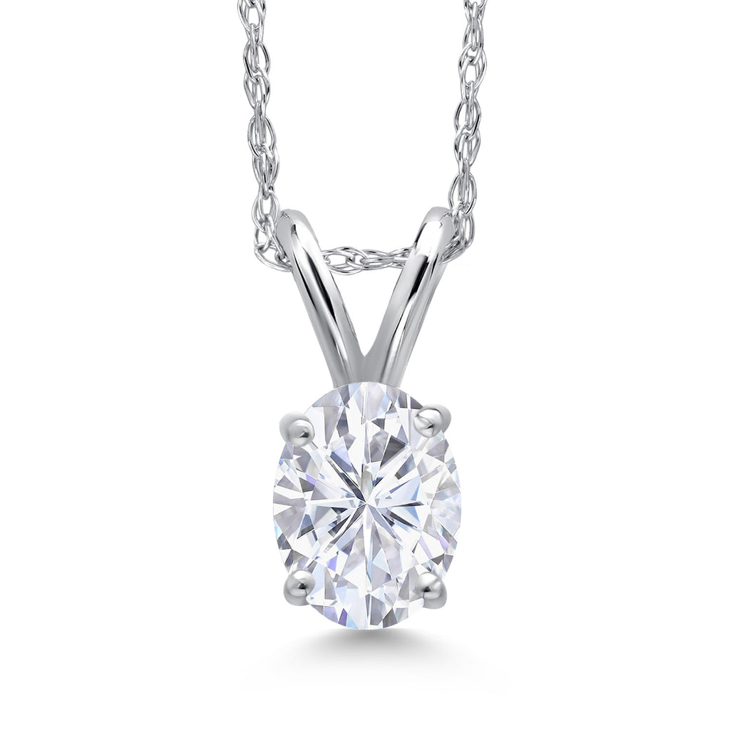 White Moissanite - April_Pendant in 10K White Gold