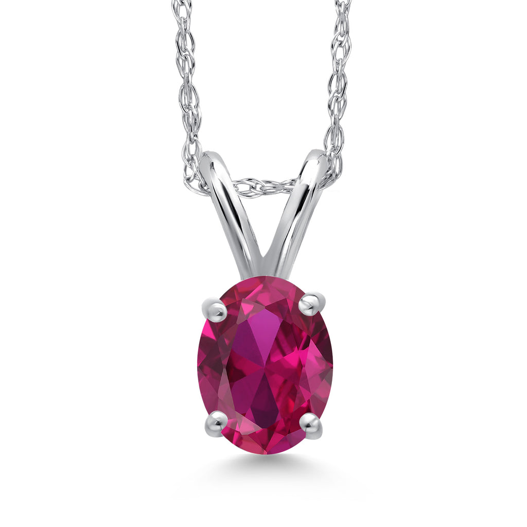 Created Ruby - July_Pendant in 10K White Gold