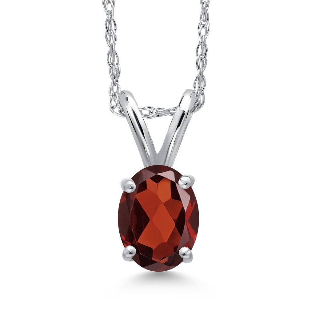 Garnet - January_Pendant in 10K White Gold