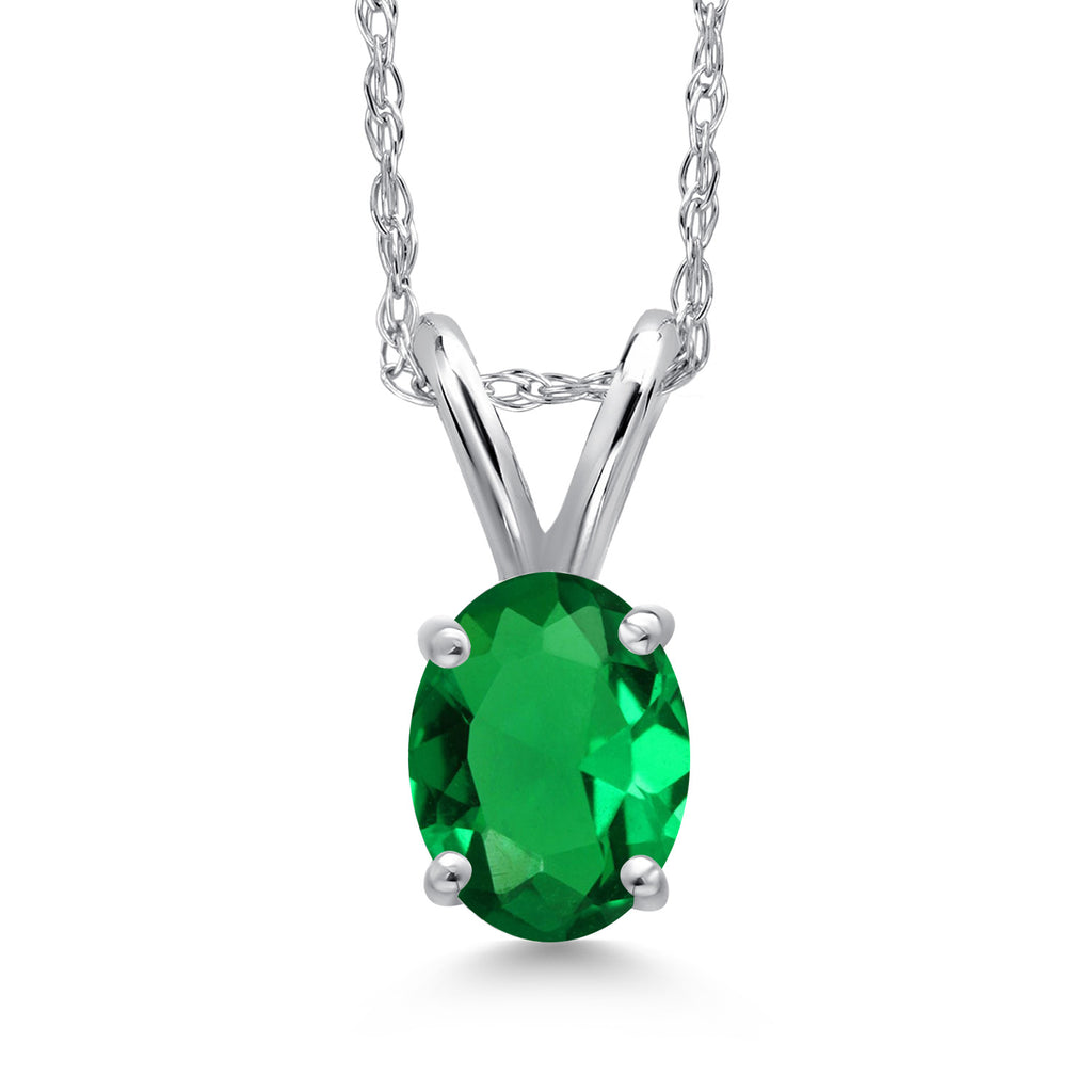 Nano Emerald - May_Pendant in 10K White Gold