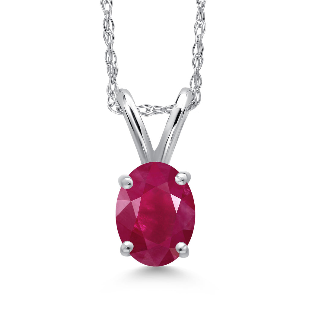 Ruby - July_Pendant in 10K White Gold