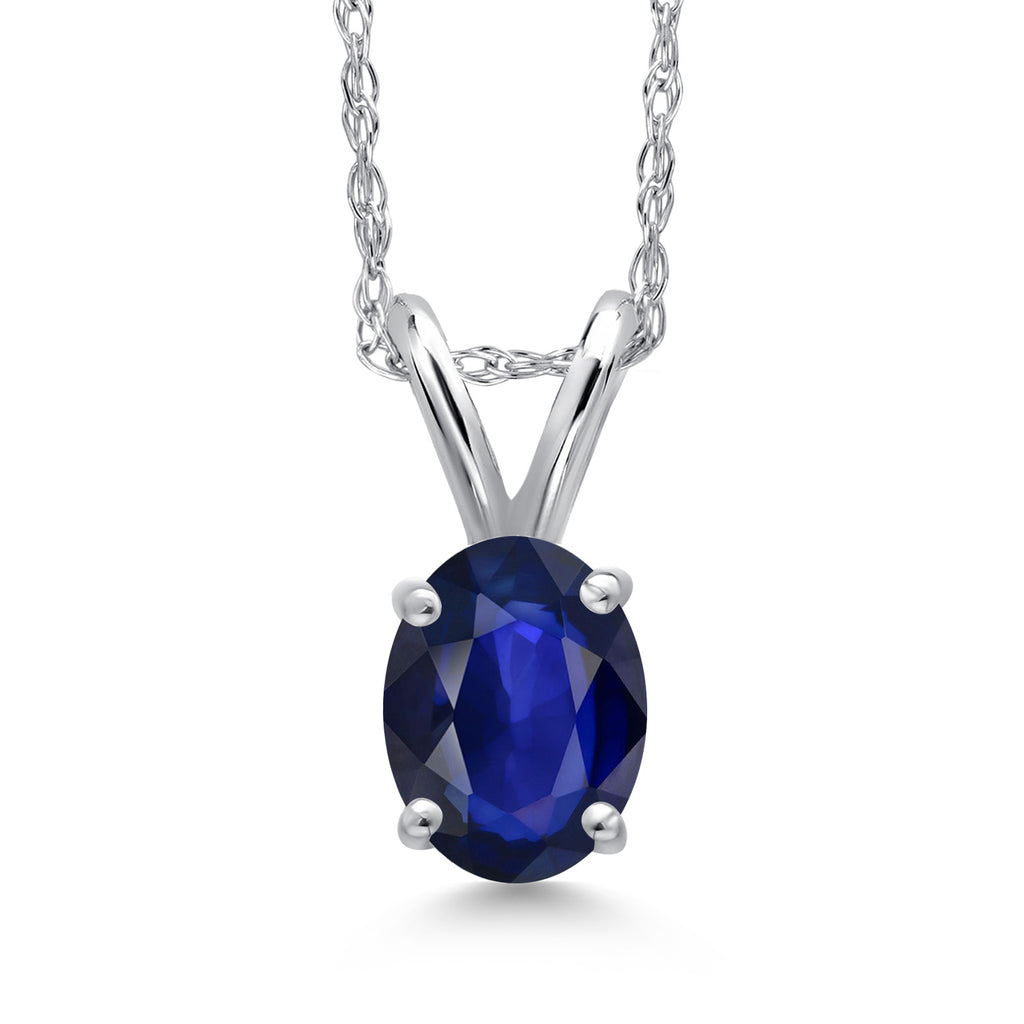 Blue B Sapphire - September_Pendant in 10K White Gold