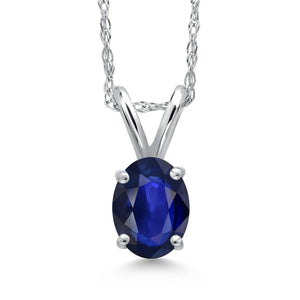 Blue B Sapphire - September_Pendant in 10K White Gold