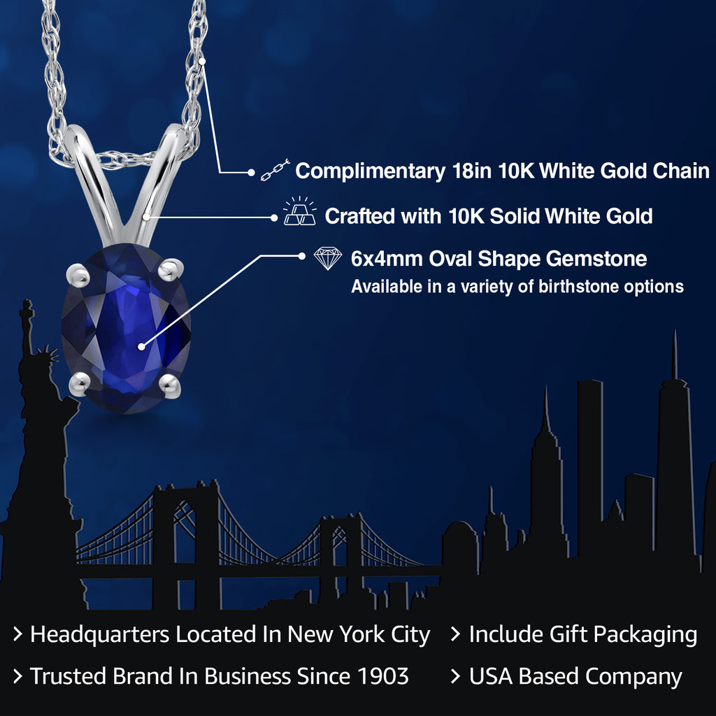 Blue B Sapphire - September_Pendant in 10K White Gold