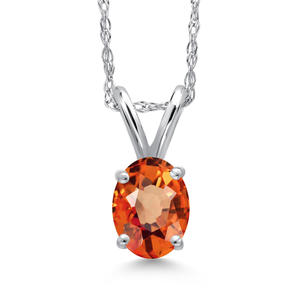 Orange Sapphire - September_Pendant in 10K White Gold