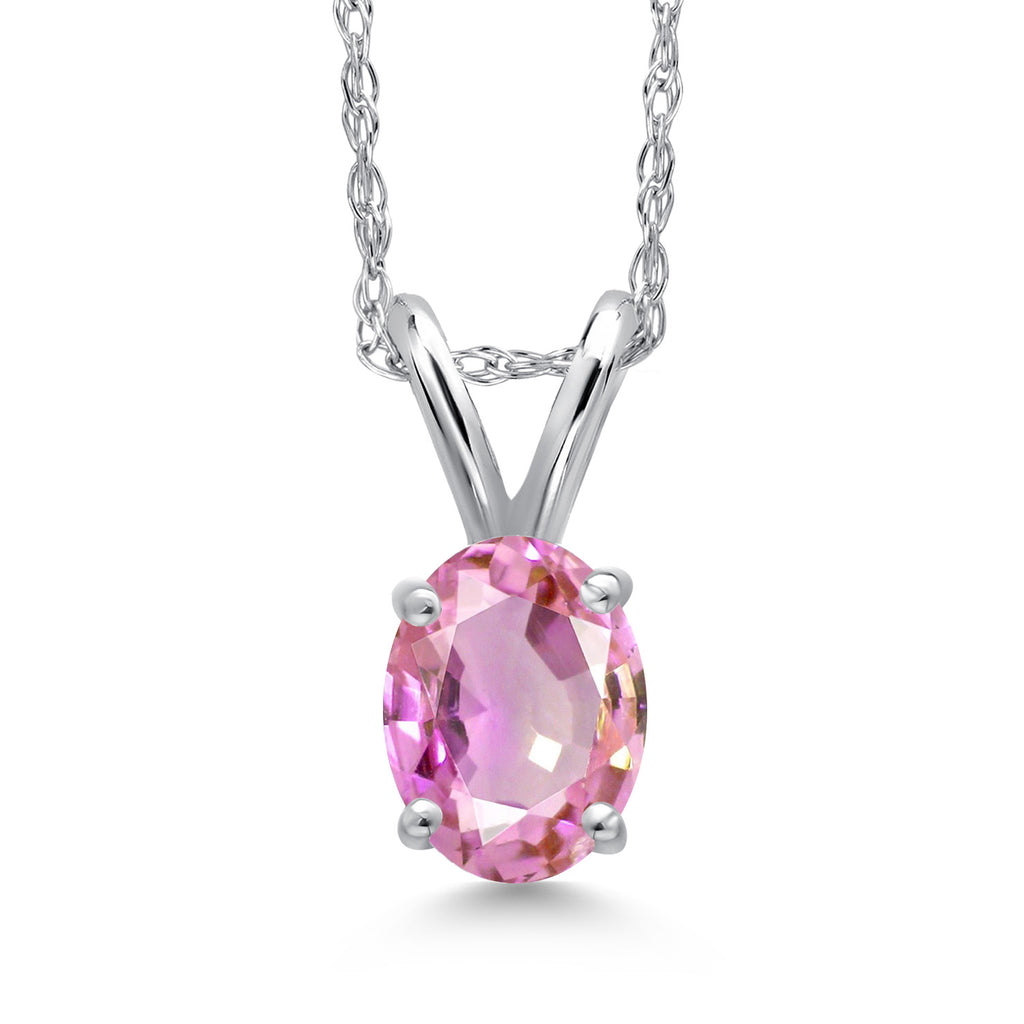 Pink Sapphire - September_Pendant in 10K White Gold