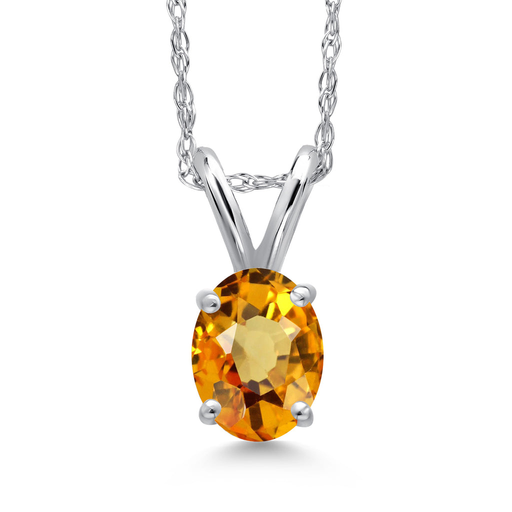 Yellow Sapphire - September_Pendant in 10K White Gold