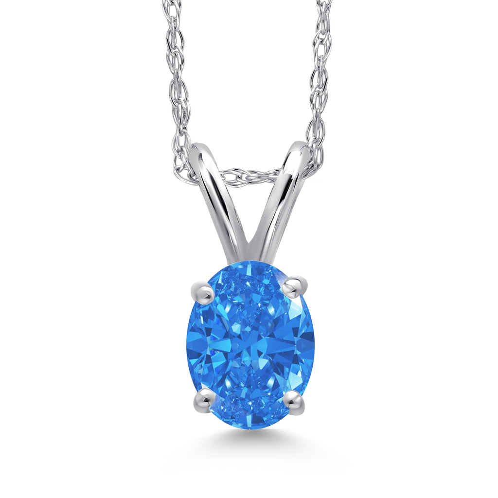 Fancy Blue Zirconia_Pendant in 10K White Gold