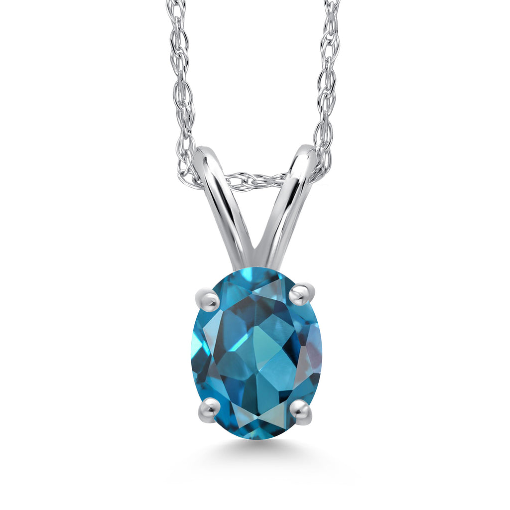 London Blue Topaz - November_Pendant in 10K White Gold