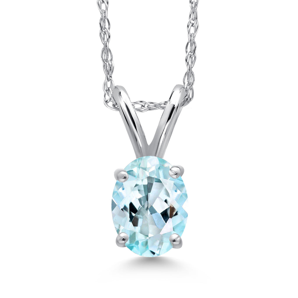 Sky Blue Topaz - November_Pendant in 10K White Gold