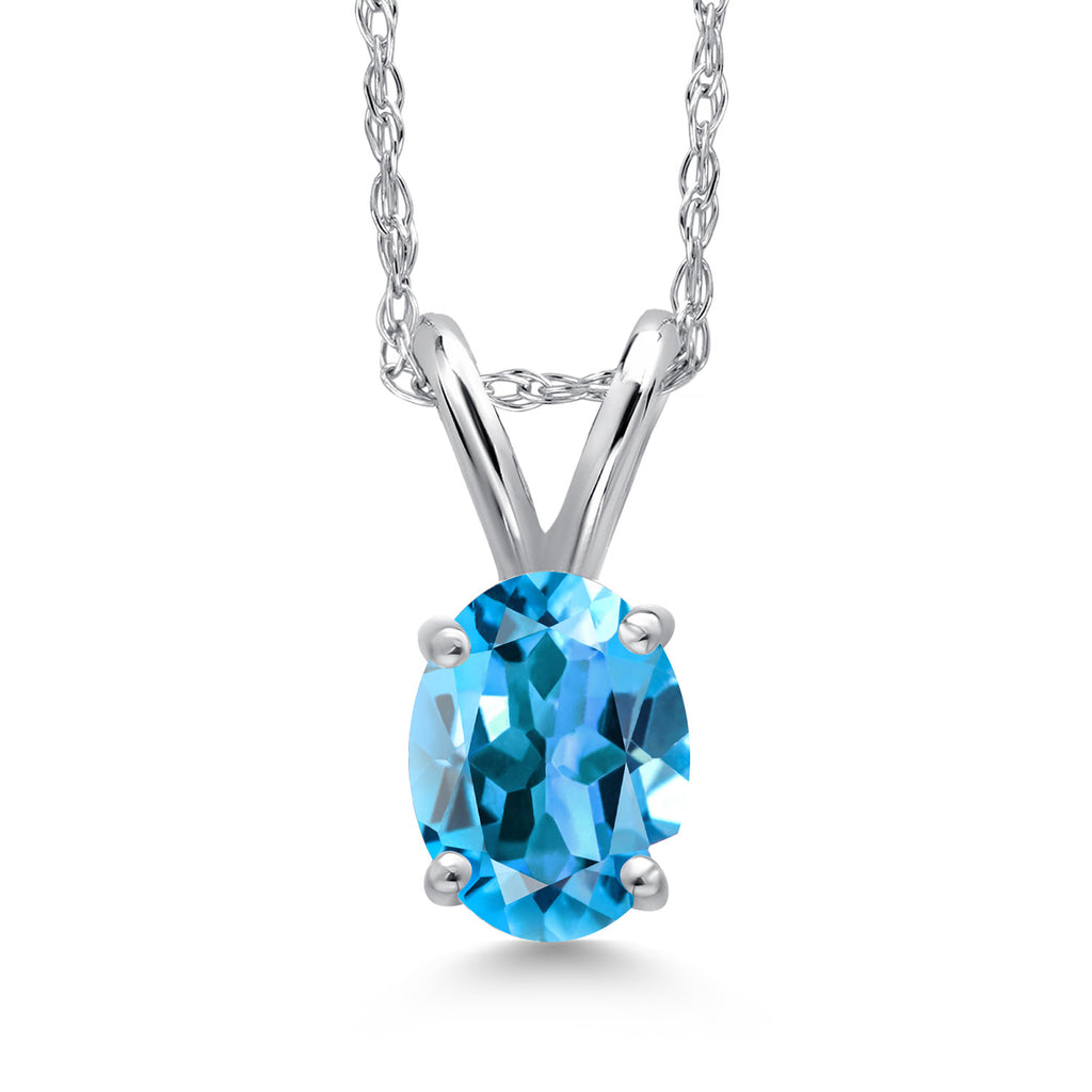 Swiss Blue Topaz - November_Pendant in 10K White Gold
