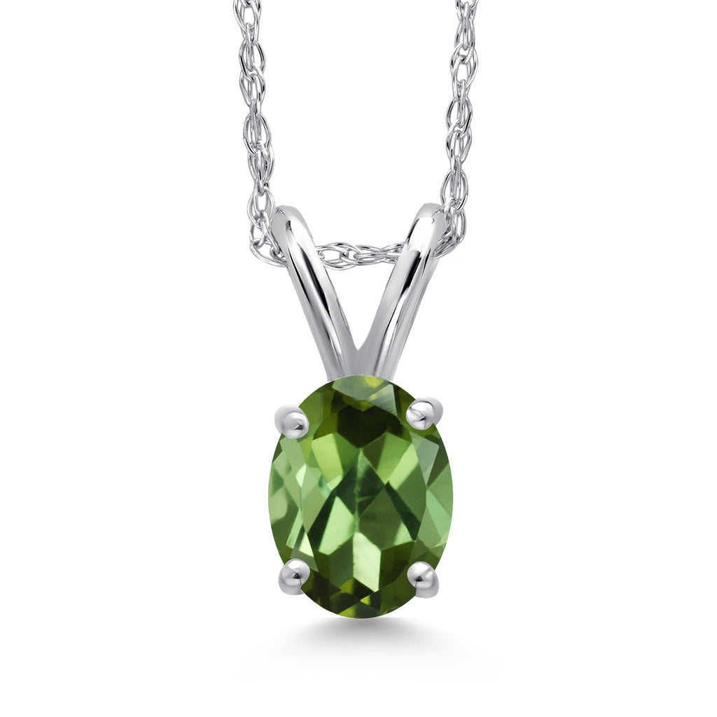 Green Tourmaline - October_Pendant in 10K White Gold