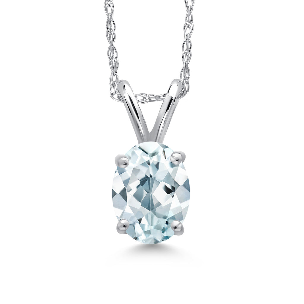 Aquamarine - March_Pendant in 10K White Gold