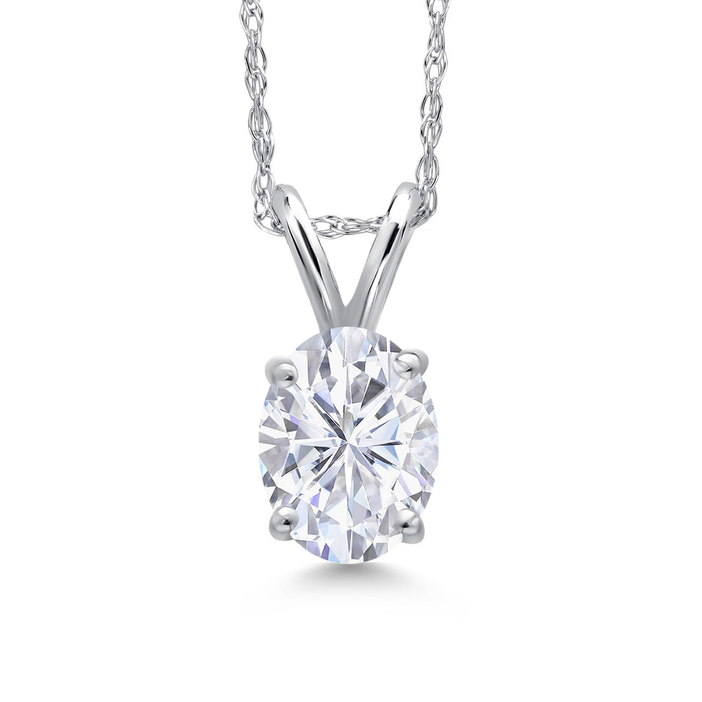White Moissanite - April_Pendant in 10K White Gold