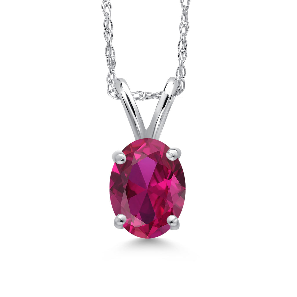 Created Ruby - July_Pendant in 10K White Gold