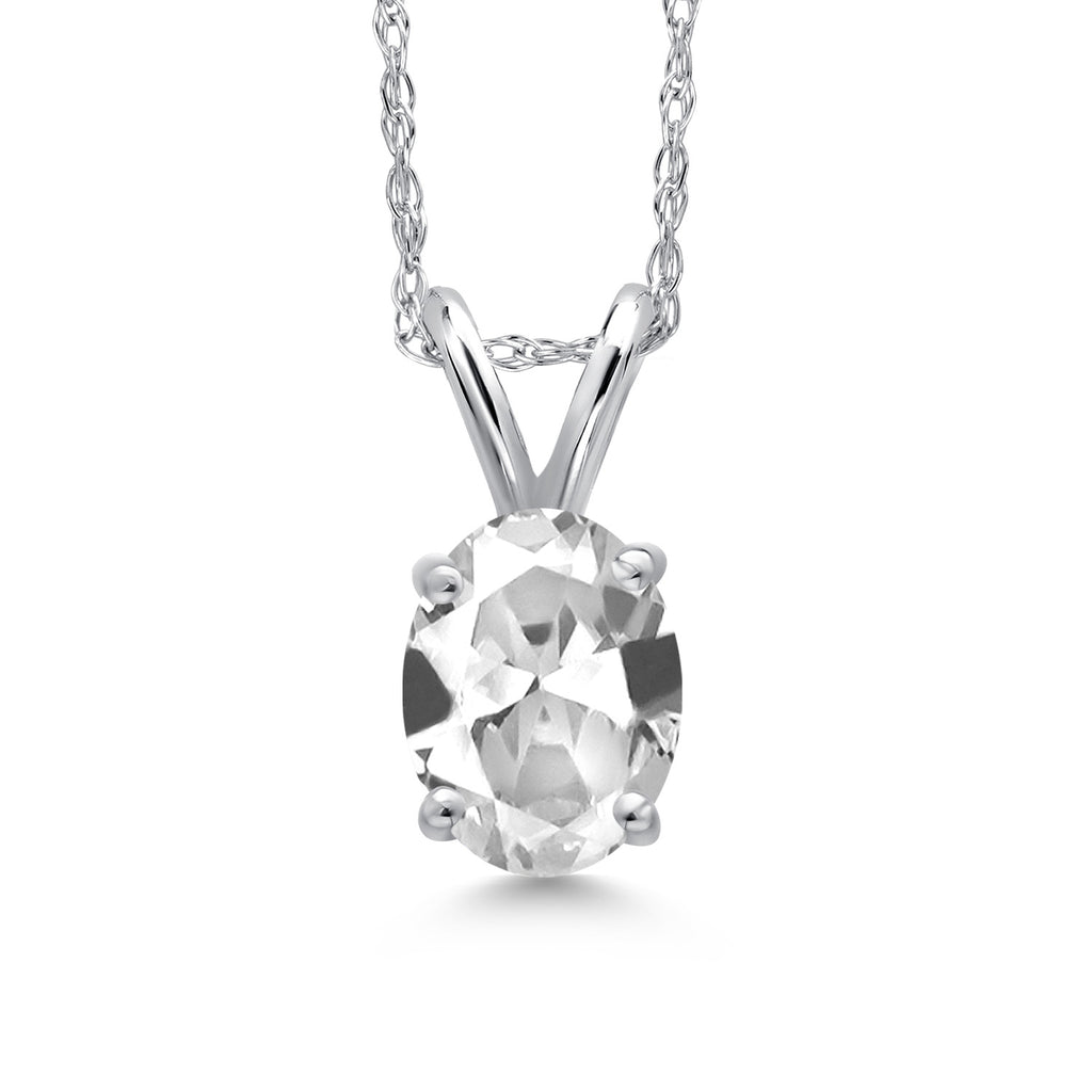 White Created Sapphire - September_Pendant in 10K White Gold