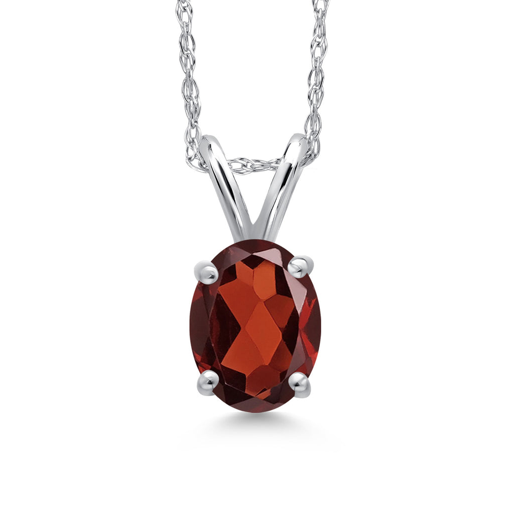 Garnet - January_Pendant in 10K White Gold