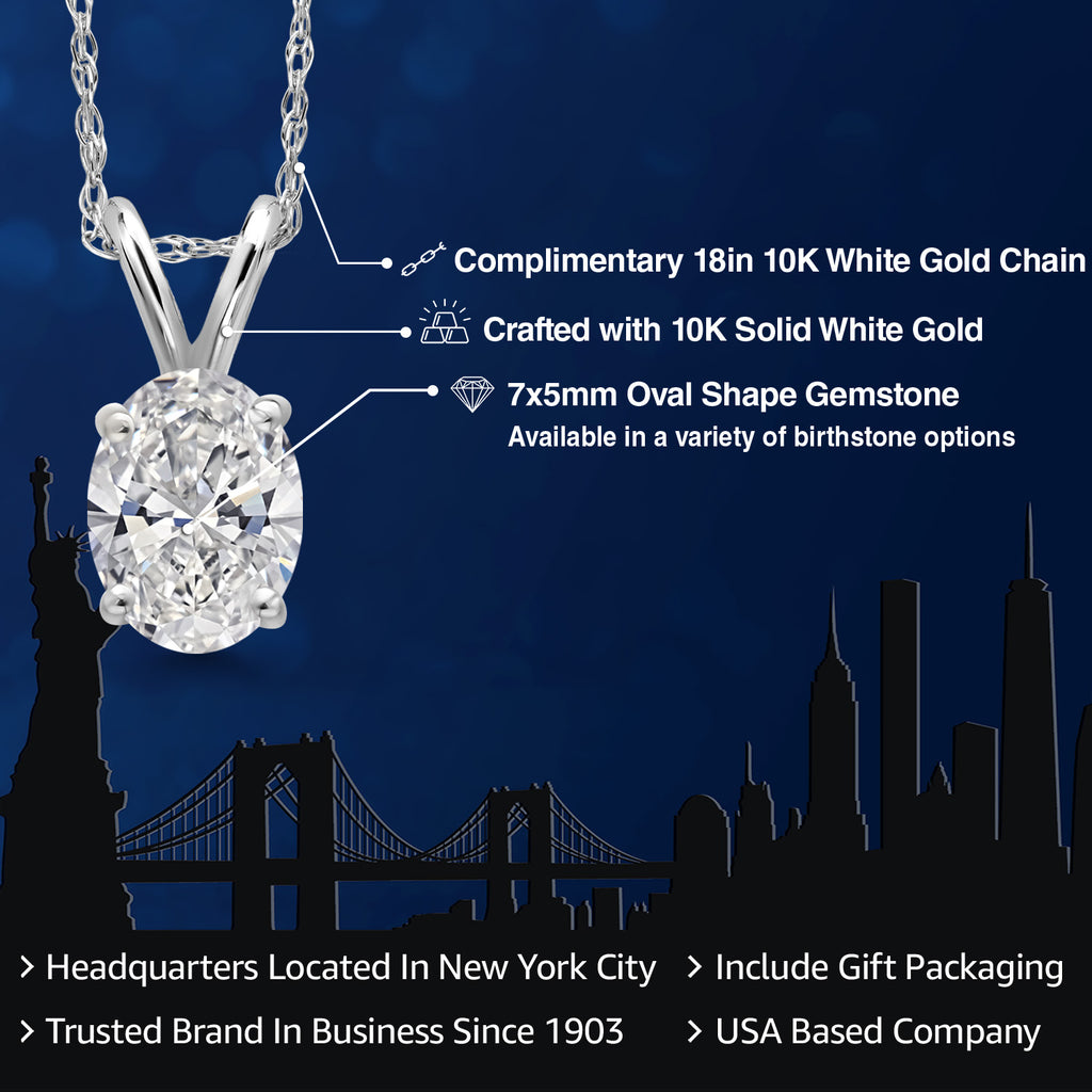 White Lab Grown Diamond - April_Pendant in 10K White Gold