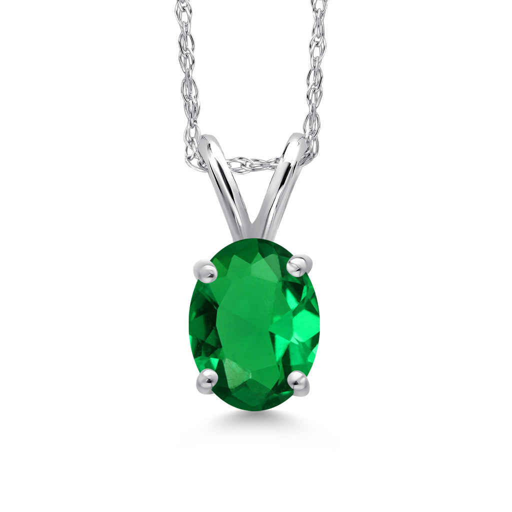 Nano Emerald - May_Pendant in 10K White Gold