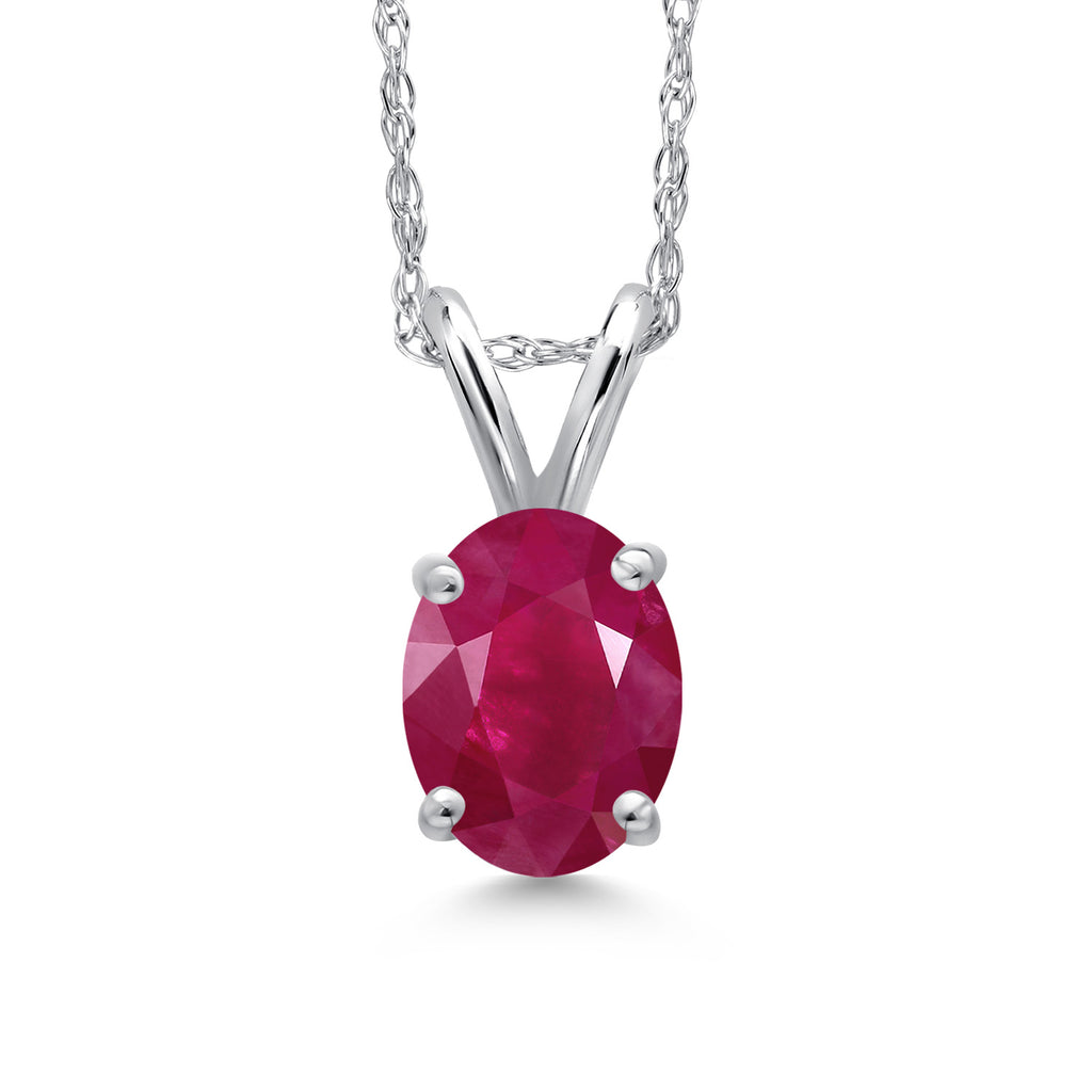 Ruby - July_Pendant in 10K White Gold