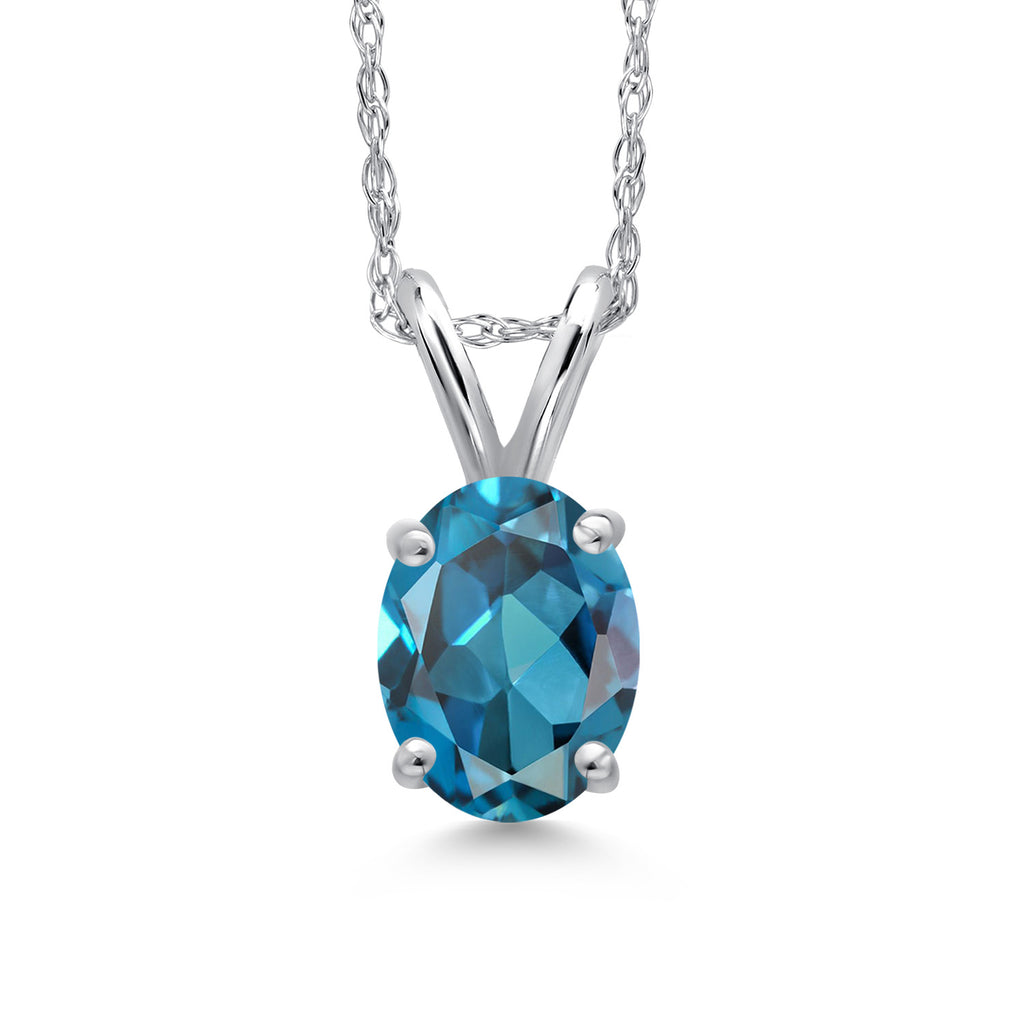London Blue Topaz - November_Pendant in 10K White Gold