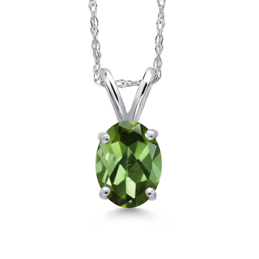 Green Tourmaline - October_Pendant in 10K White Gold