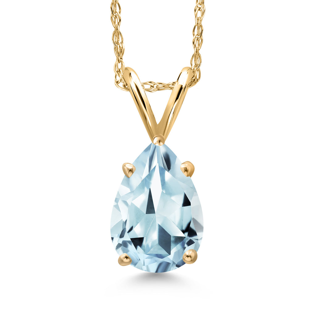 Aquamarine - March_Pendant in 10K Yellow Gold