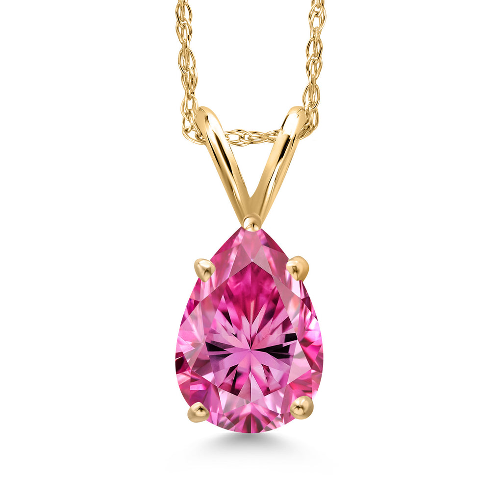 Pink Moissanite - April_Pendant in 10K Yellow Gold