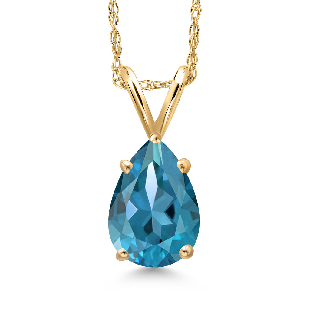 London Blue Topaz - November_Pendant in 10K Yellow Gold