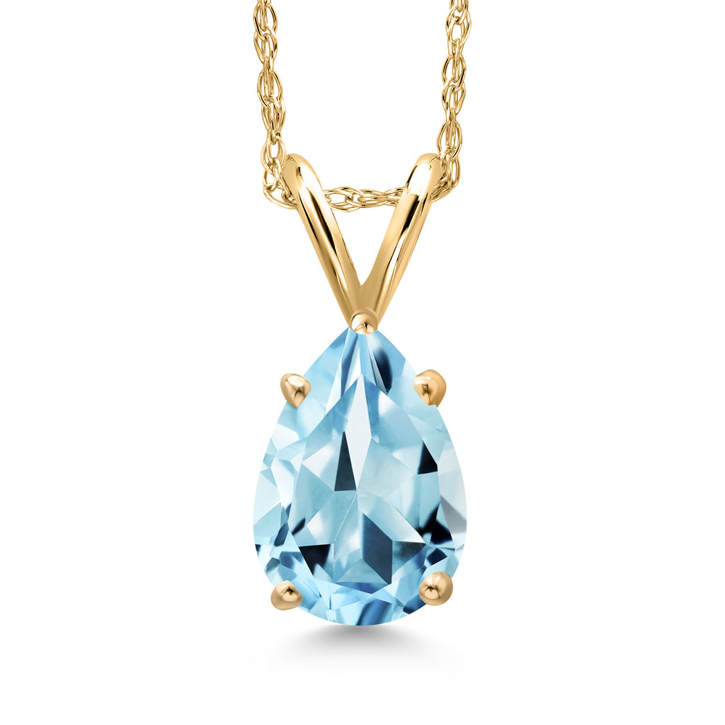 Sky Blue Topaz - November_Pendant in 10K Yellow Gold