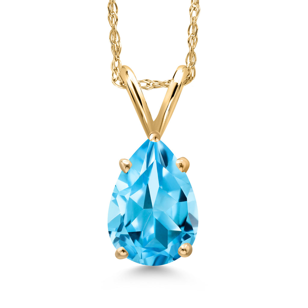 Swiss Blue Topaz - November_Pendant in 10K Yellow Gold