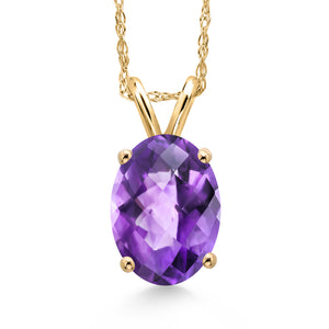 Amethyst-Checkerboard - February_Pendant in 14K Yellow Gold