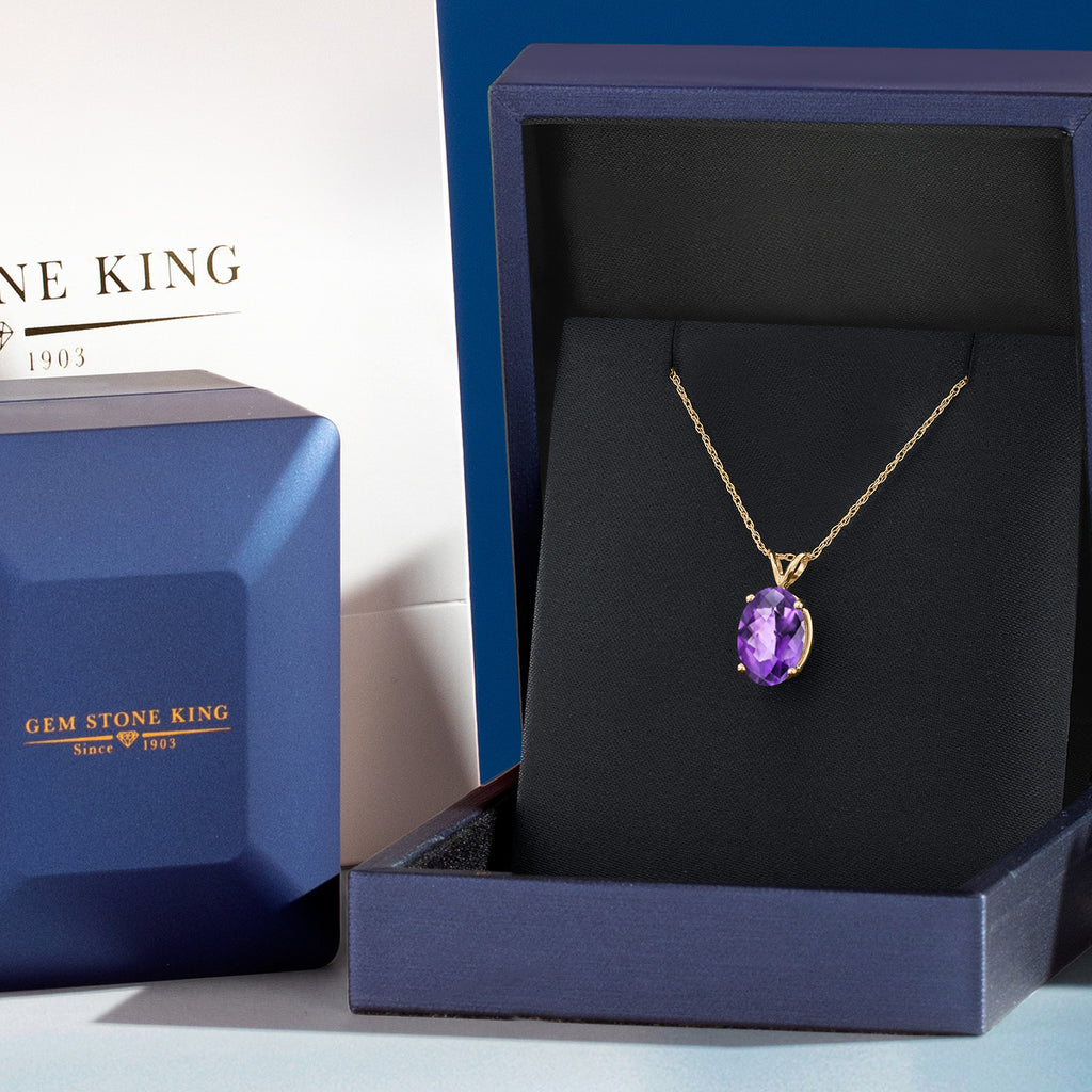Amethyst-Checkerboard - February_Pendant in 14K Yellow Gold