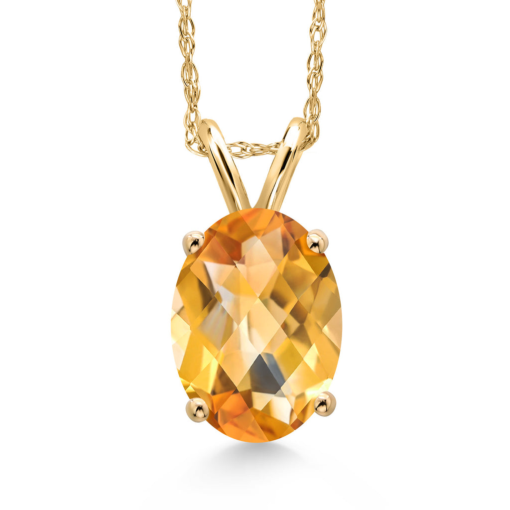 Citrine-Checkerboard - November_Pendant in 14K Yellow Gold