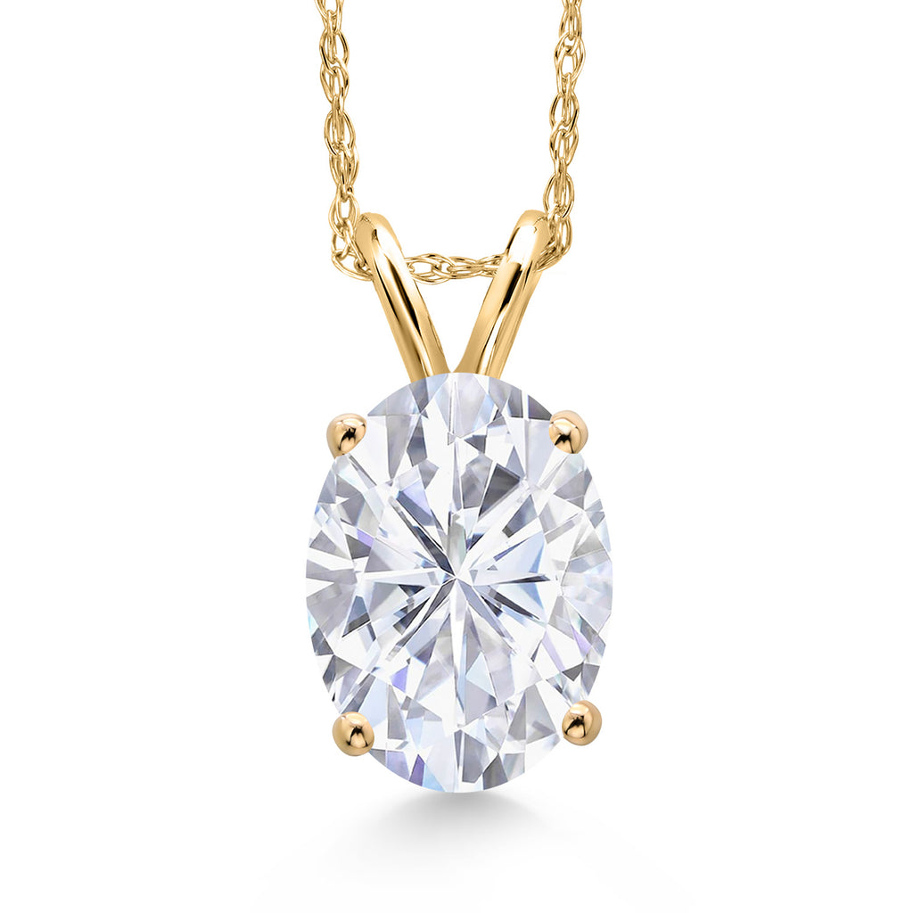 White Moissanite - April_Pendant in 14K Yellow Gold