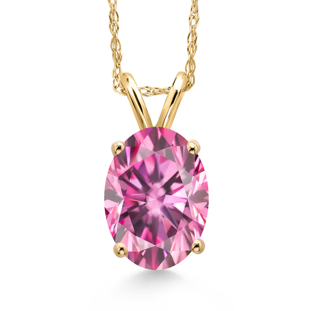 Pink Moissanite - April_Pendant in 14K Yellow Gold