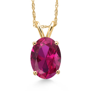 Created Ruby - July_Pendant in 14K Yellow Gold