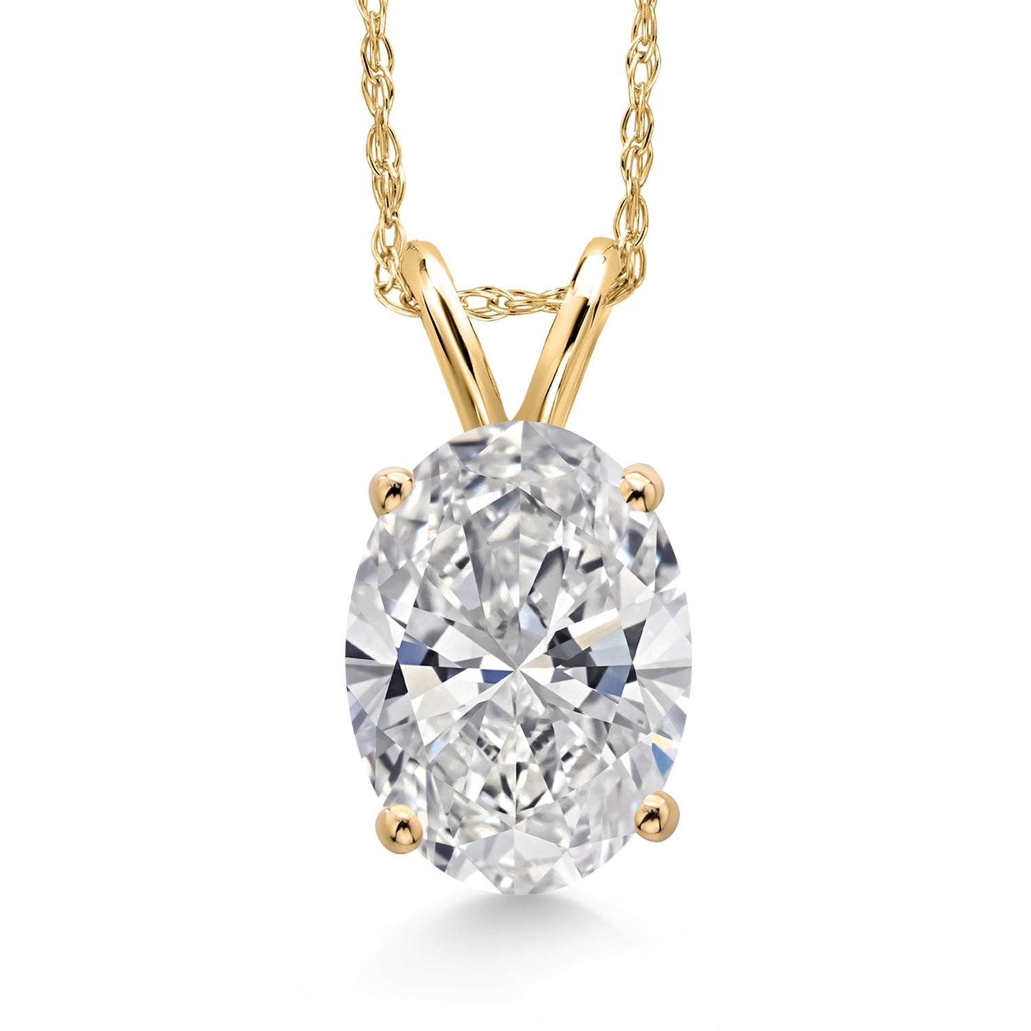 1.50 Ct IGI Certified Lab Grown Diamond Pendant Necklace For Women in 14K Yellow Gold | Oval Cut | F-G Color | VS Clarity | With 18 Inch Gold Chain