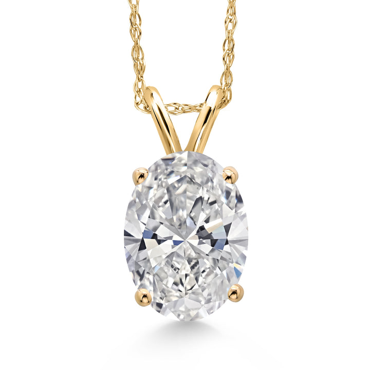 1.50 Ct IGI Certified Lab Grown Diamond Pendant Necklace For Women in 14K Yellow Gold | Oval Cut | F-G Color | VS Clarity | With 18 Inch Gold Chain