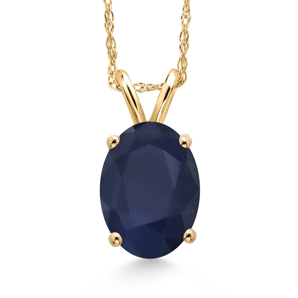 Blue Sapphire - September_Pendant in 14K Yellow Gold